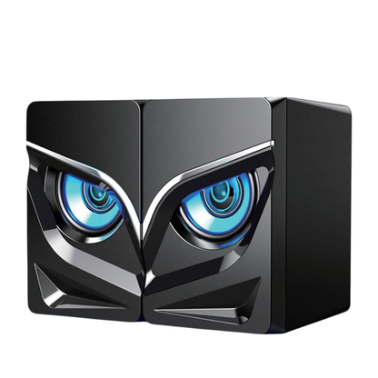 2.0 Channel RGB Eye-shaped Gaming Desktop Speakers with Enhanced Bass & 3D Surround Sound