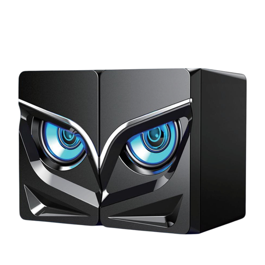 2.0 Channel RGB Eye-shaped Gaming Desktop Speakers with Enhanced Bass & 3D Surround Sound